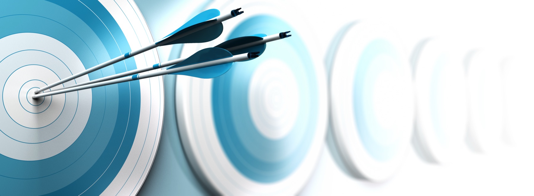 Three arrows in the center of a target
